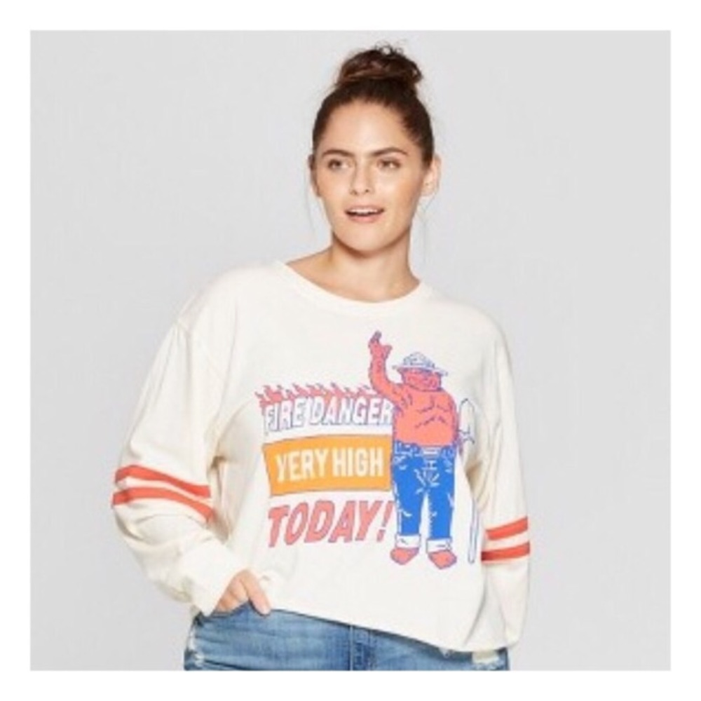 Mighty Fine Smokey the Bear Long Sleeve Crop Top
